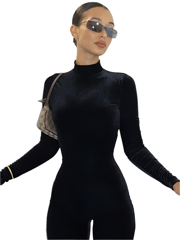 Velvet Vibe Zip - The Y2K Chic Street Strut Jumpsuit